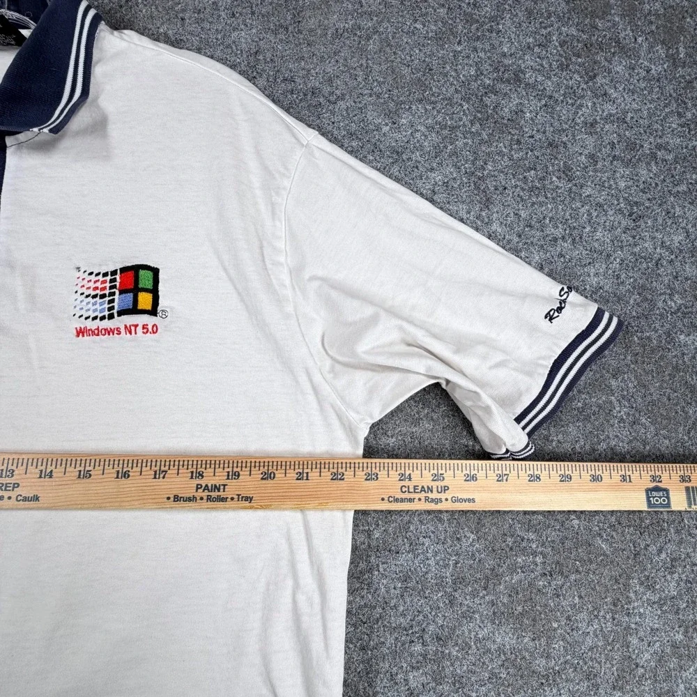 Luna Pier Windows NT 5.0 Polo Shirt Mens XL White Rock‎ Solid Power Resort Wear